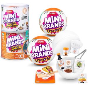 imageMini Brands Create MasterChef Series 2 by ZURU 2 Pack  Real Mini Dishes with Ingredients UV LED Tool ampamp Recipe Card  DIY Toy Capsule NonEdible Collectible for Kids Teens and Adults